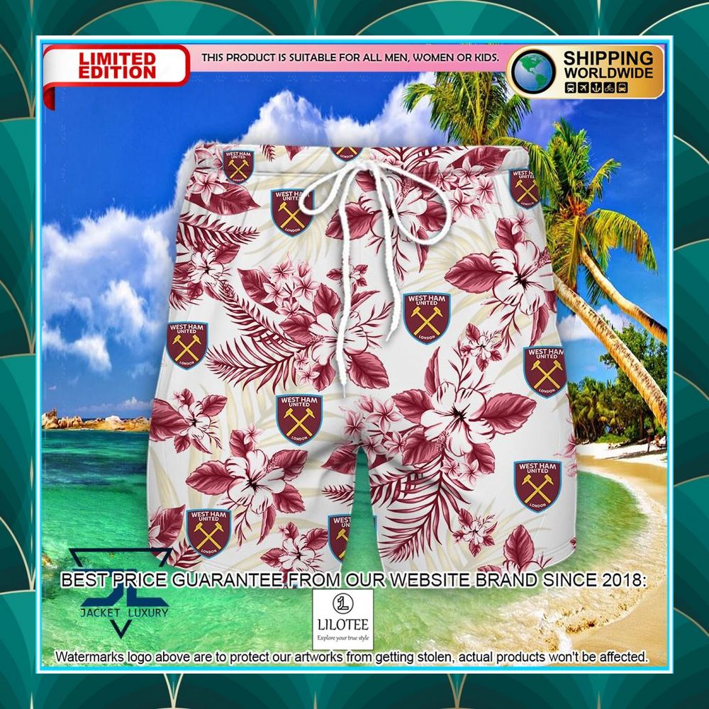 west ham united f c hibiscus hawaiian shirt shorts 2 649