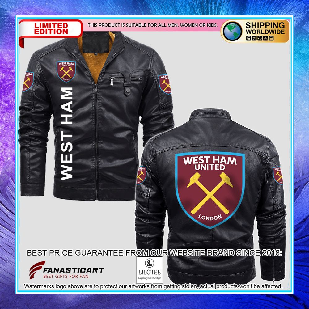 west ham united fc fleece leather jacket 1 692