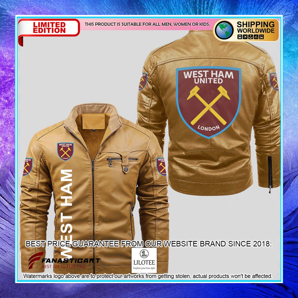 west ham united fc fleece leather jacket 2 232