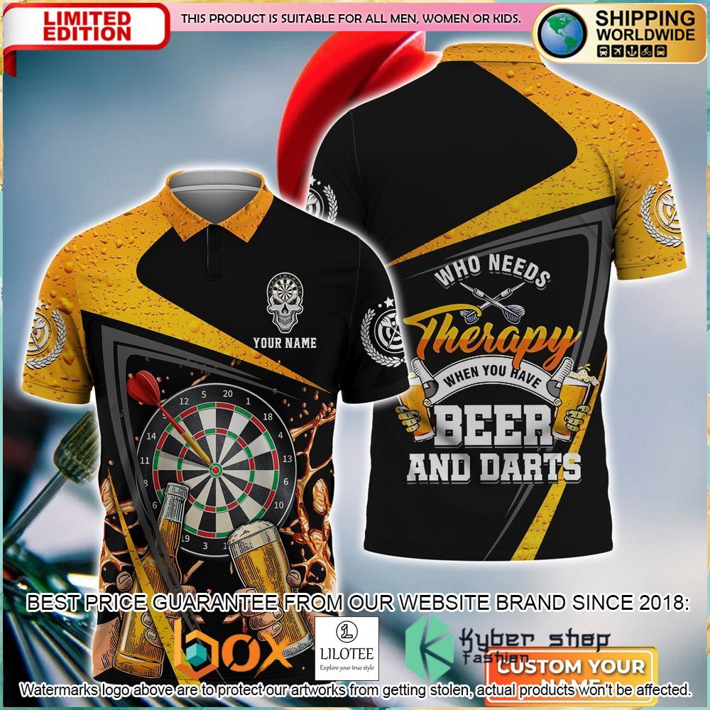 who needs therapy when you have beer and darts your name polo shirt 1 864