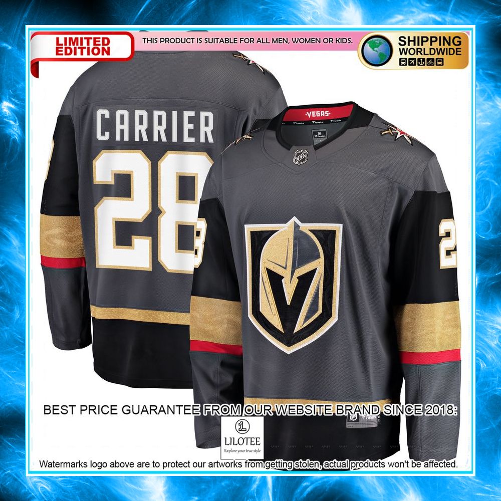 william carrier vegas golden knights black hockey jersey 1 374