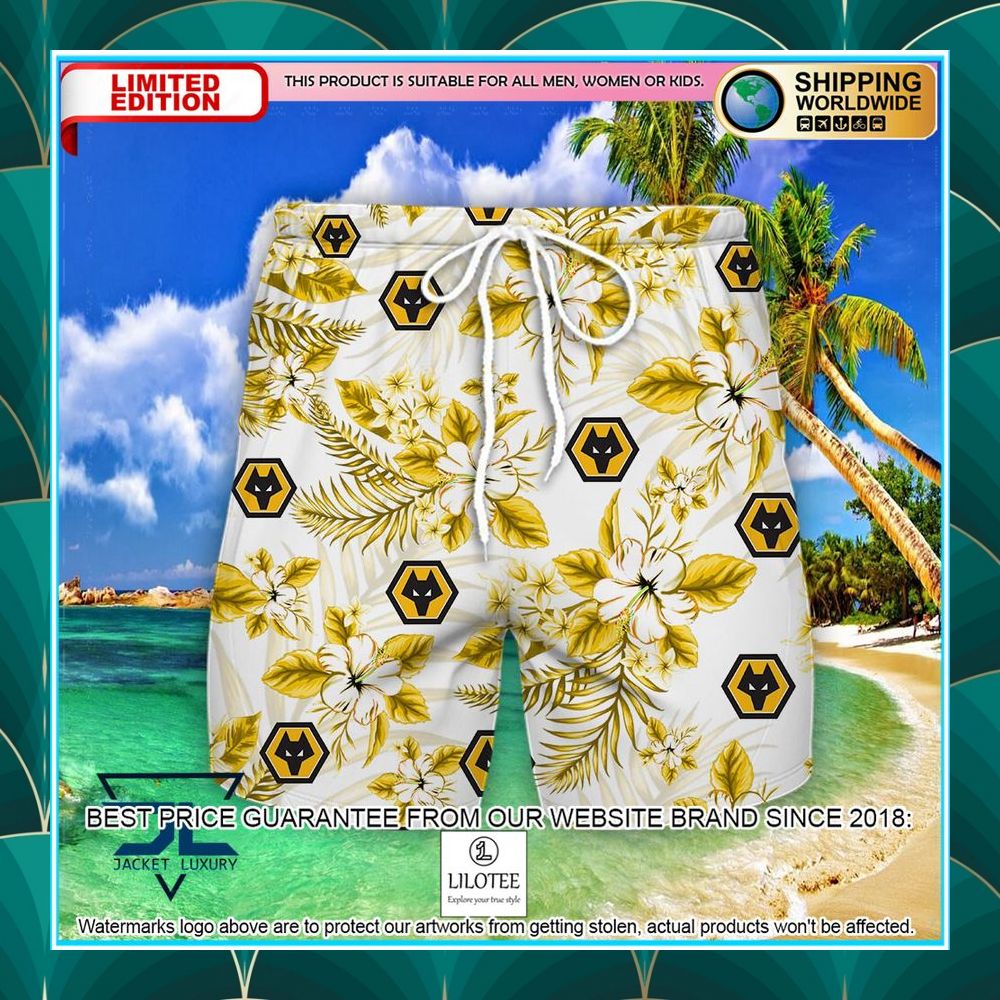 wolverhampton wanderers f c hibiscus hawaiian shirt shorts 2 645