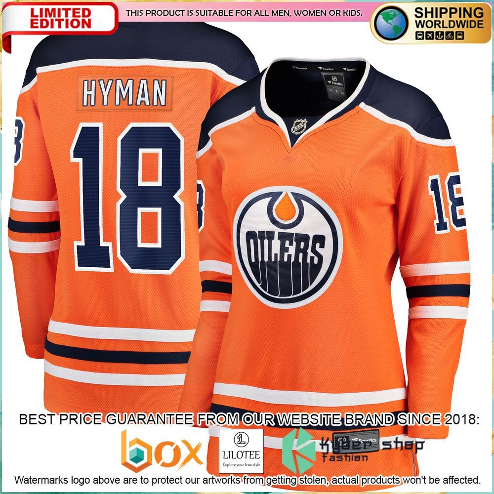 zach hyman edmonton oilers womens breakaway orange hockey jersey 1 165