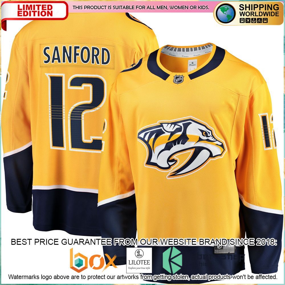 zach sanford nashville predators gold hockey jersey 1 508