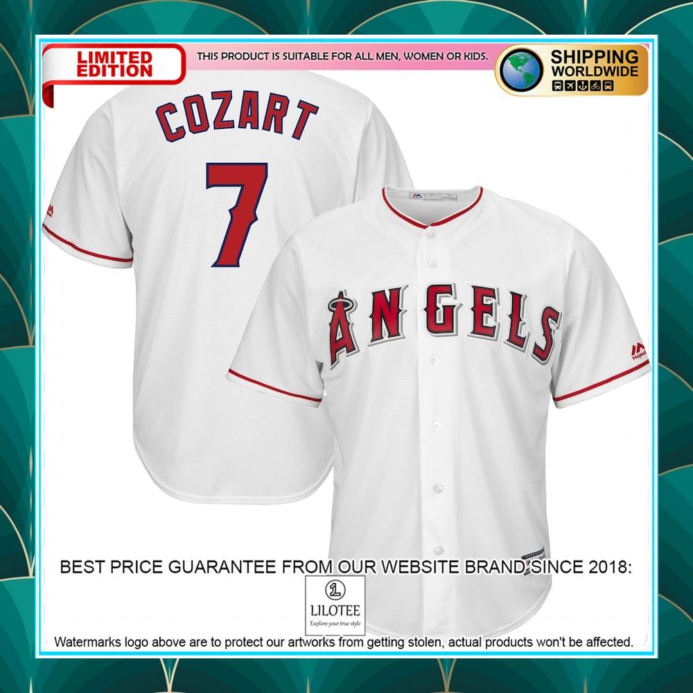 zack cozart los angeles angels majestic home cool base player white baseball jersey 1 800