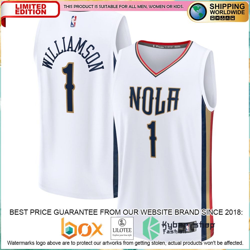 zion williamson new orleans pelicans 2021 22 white basketball jersey 1 872