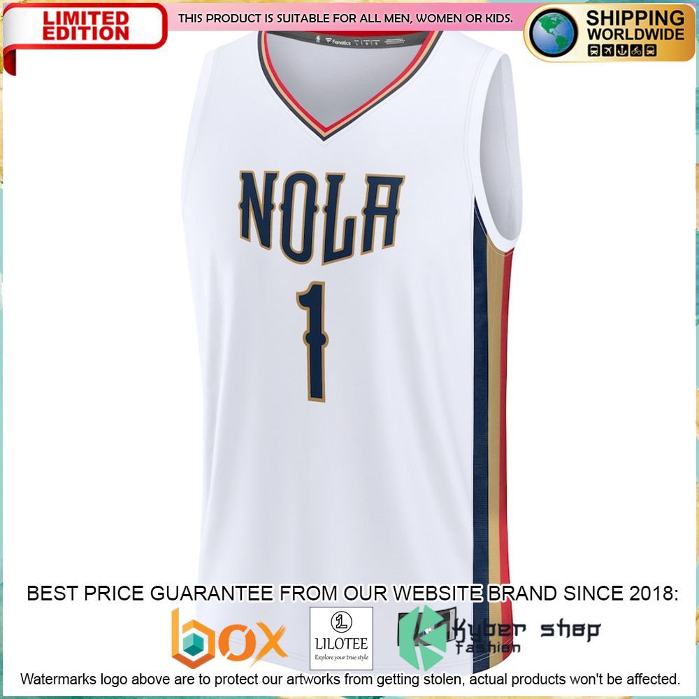 zion williamson new orleans pelicans 2021 22 white basketball jersey 2 468