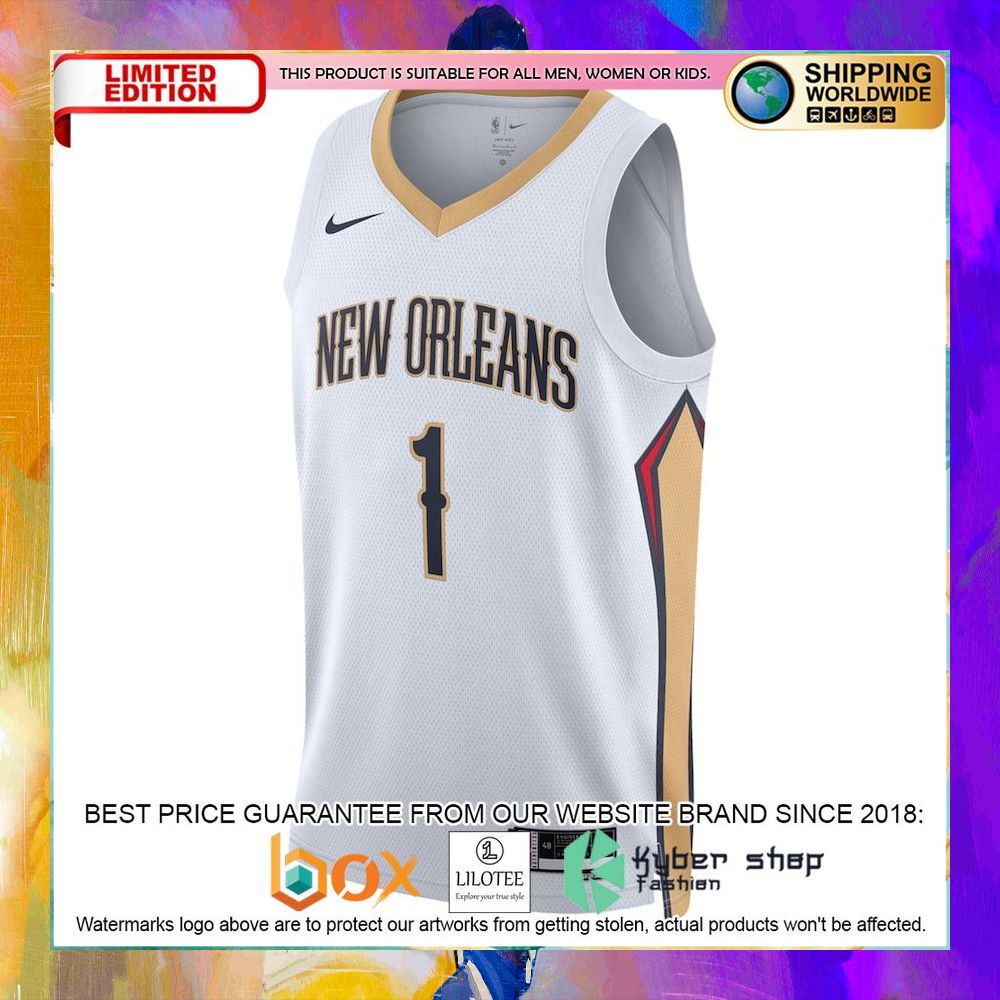 zion williamson new orleans pelicans 2022 23 white basketball jersey 2 388