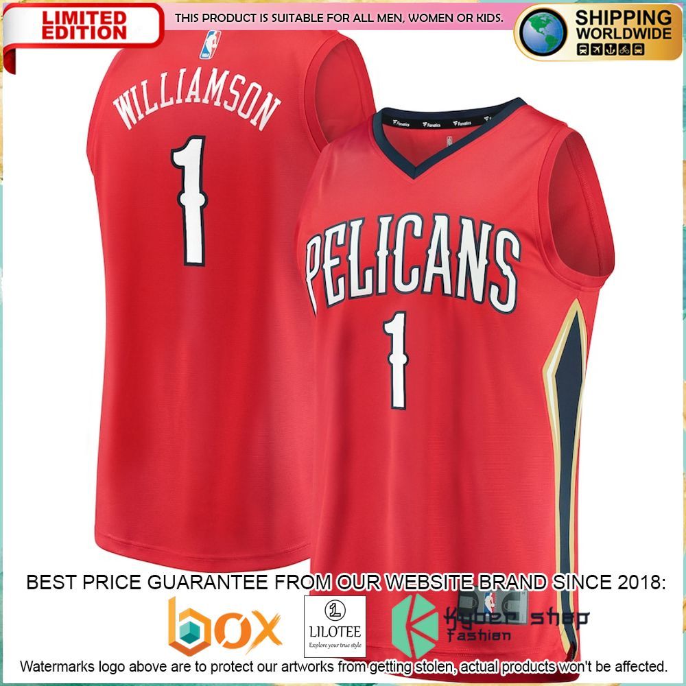 zion williamson new orleans pelicans fanatics red basketball jersey 1 620
