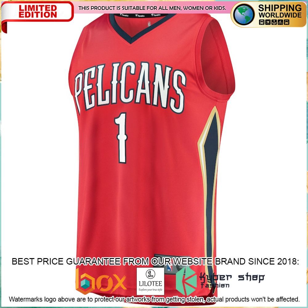 zion williamson new orleans pelicans fanatics red basketball jersey 2 582