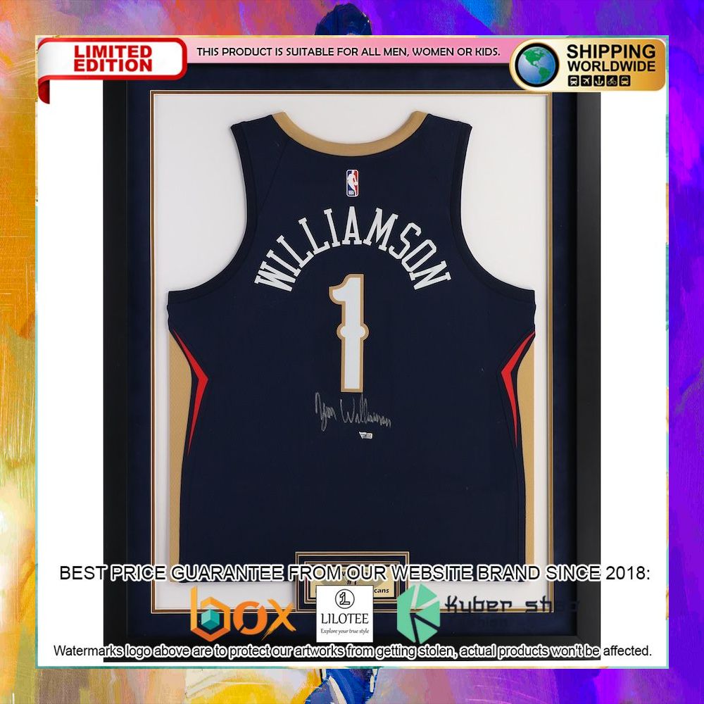 zion williamson new orleans pelicans framed navy basketball jersey 1 755