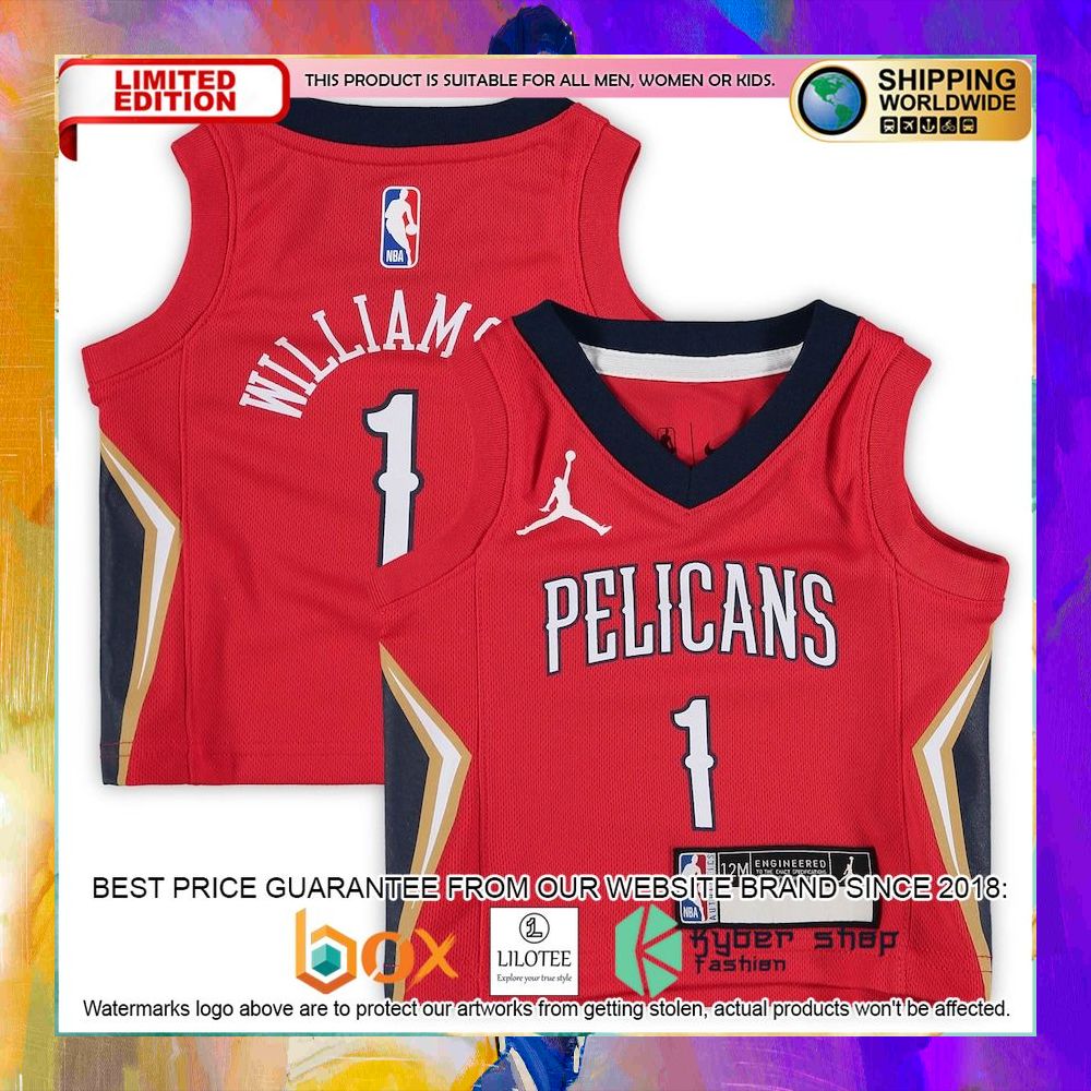 zion williamson new orleans pelicans infant 2020 21 red basketball jersey 1 575