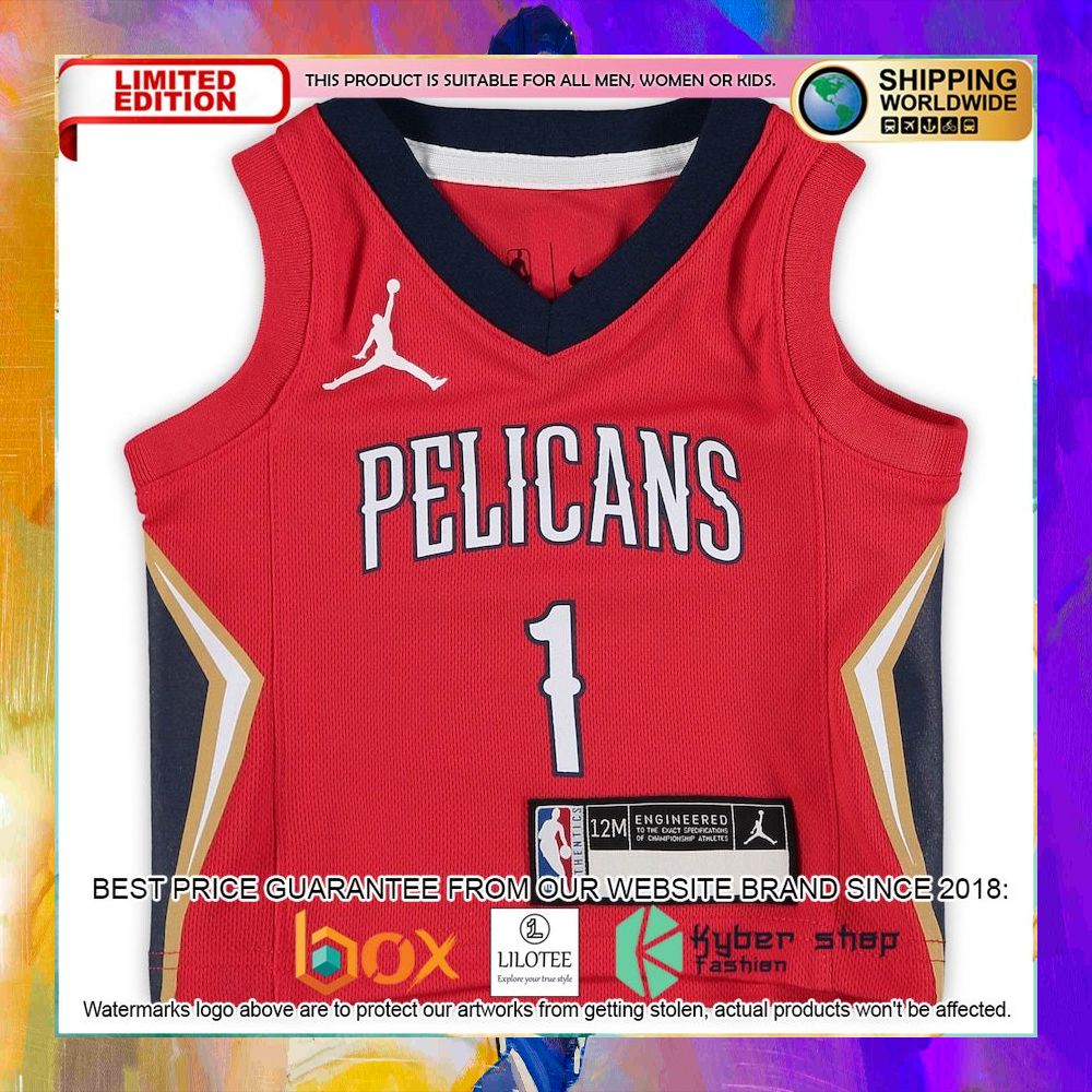 zion williamson new orleans pelicans infant 2020 21 red basketball jersey 2 374