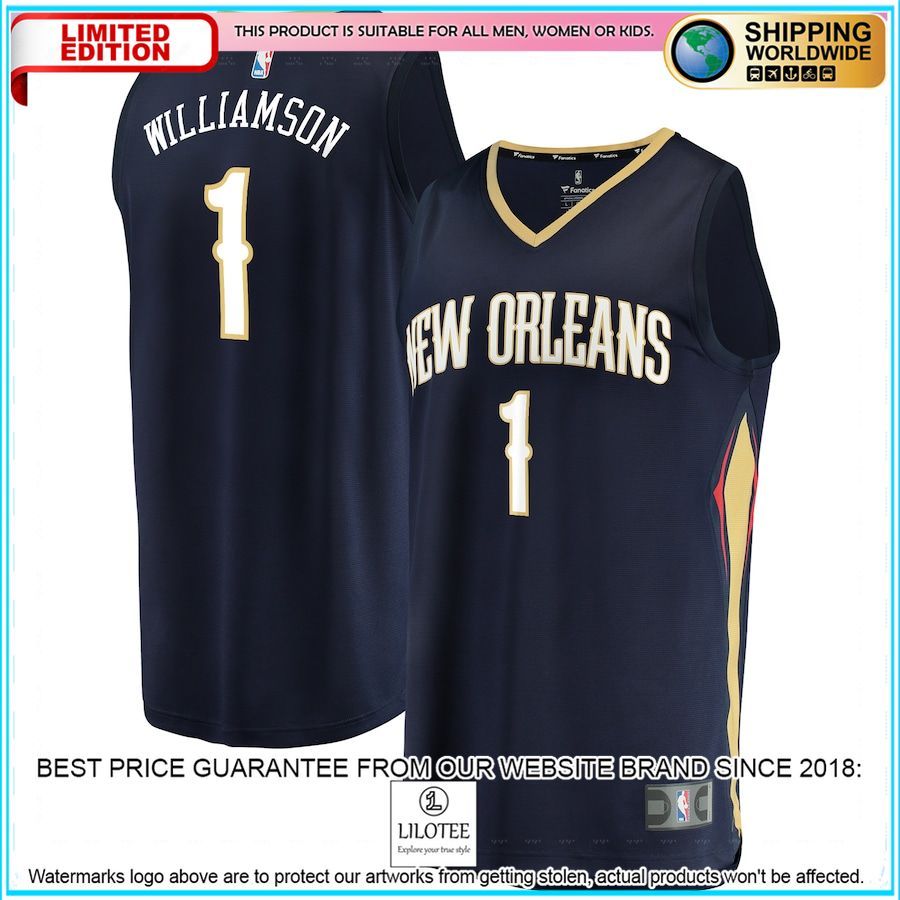 zion williamson new orleans pelicans navy basketball jersey 1 734