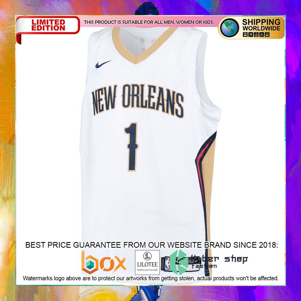 zion williamson new orleans pelicans nba white basketball jersey 2 697