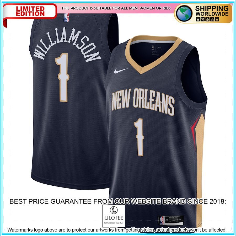 zion williamson new orleans pelicans nike 2020 21 navy basketball jersey 1 453