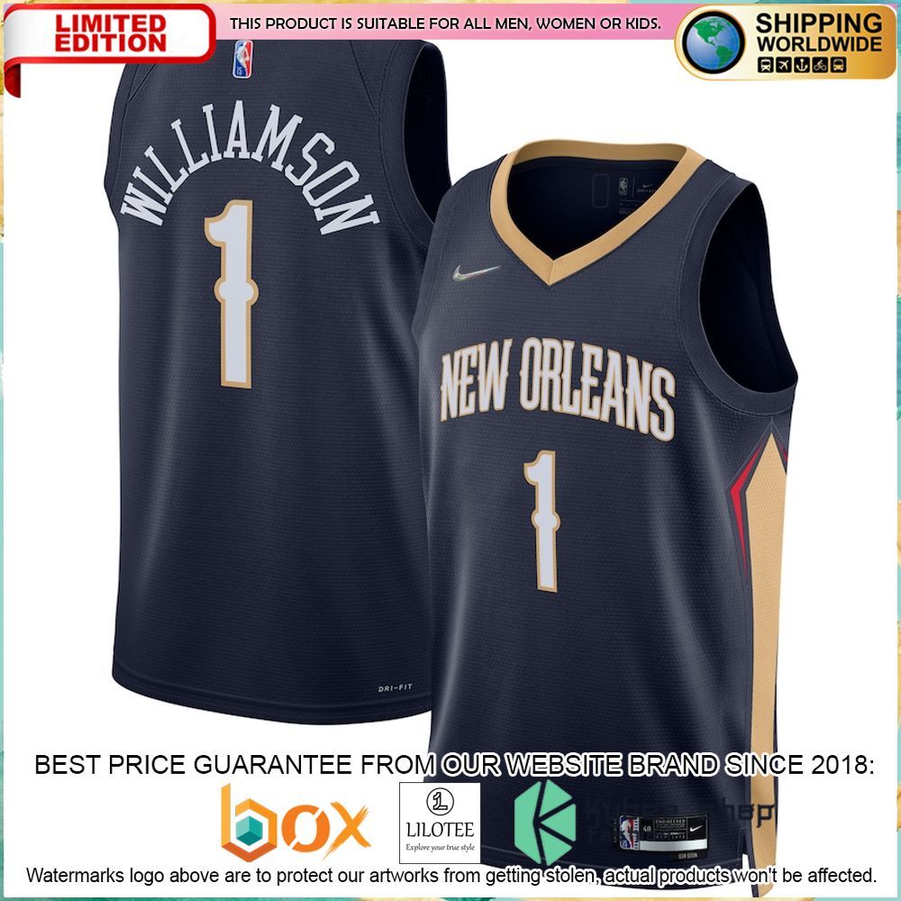 zion williamson new orleans pelicans nike 2021 22 navy basketball jersey 1 443