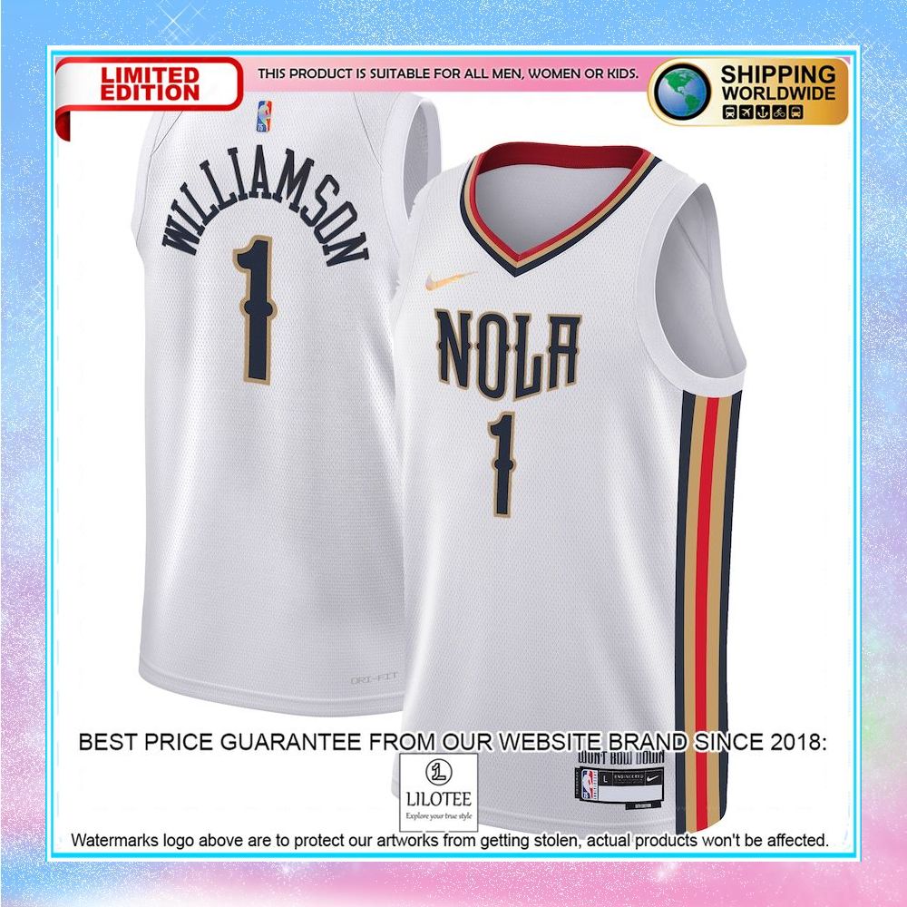 zion williamson new orleans pelicans nike youth 2021 22 city edition white basketball jersey 1 569