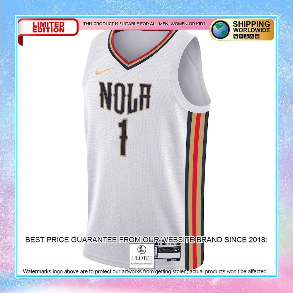 zion williamson new orleans pelicans nike youth 2021 22 city edition white basketball jersey 2 49