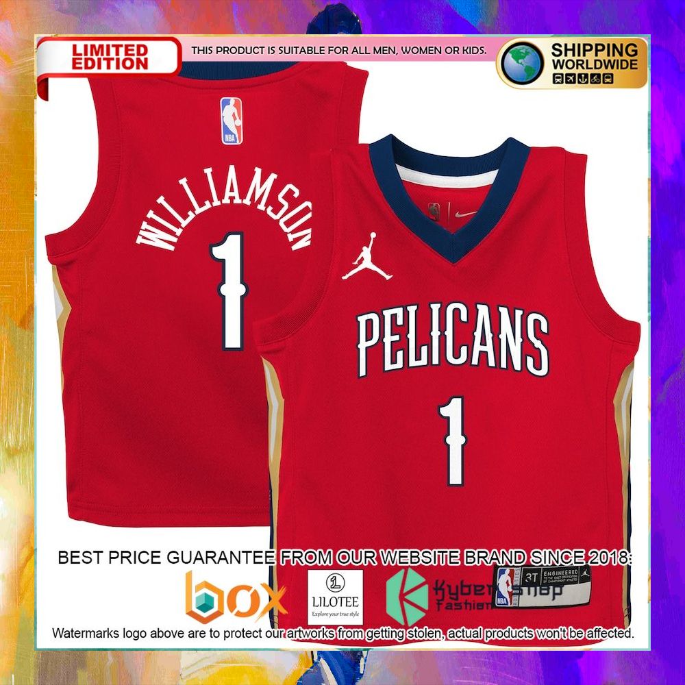 zion williamson new orleans pelicans toddler 2020 21 red basketball jersey 1 497