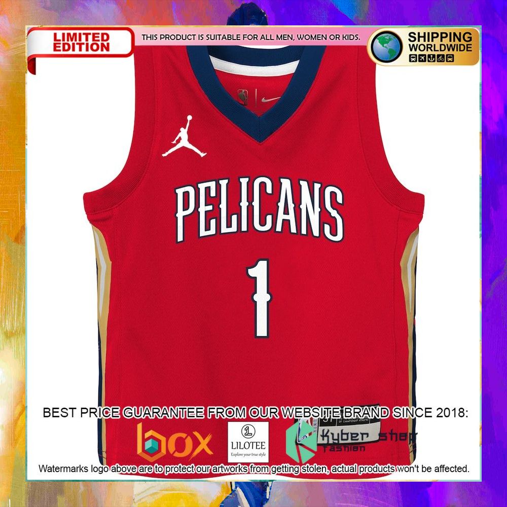 zion williamson new orleans pelicans toddler 2020 21 red basketball jersey 2 953