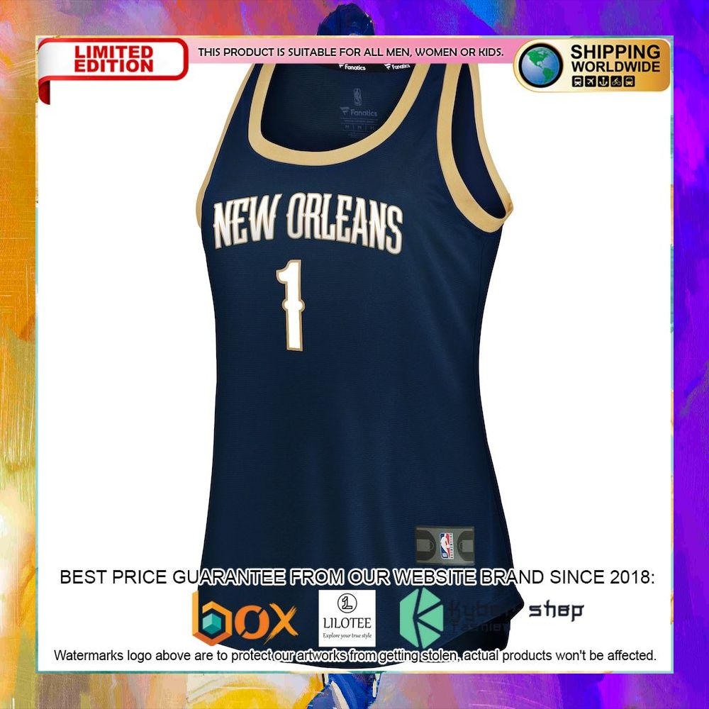 zion williamson new orleans pelicans womens 2019 20 navy basketball jersey 2 913