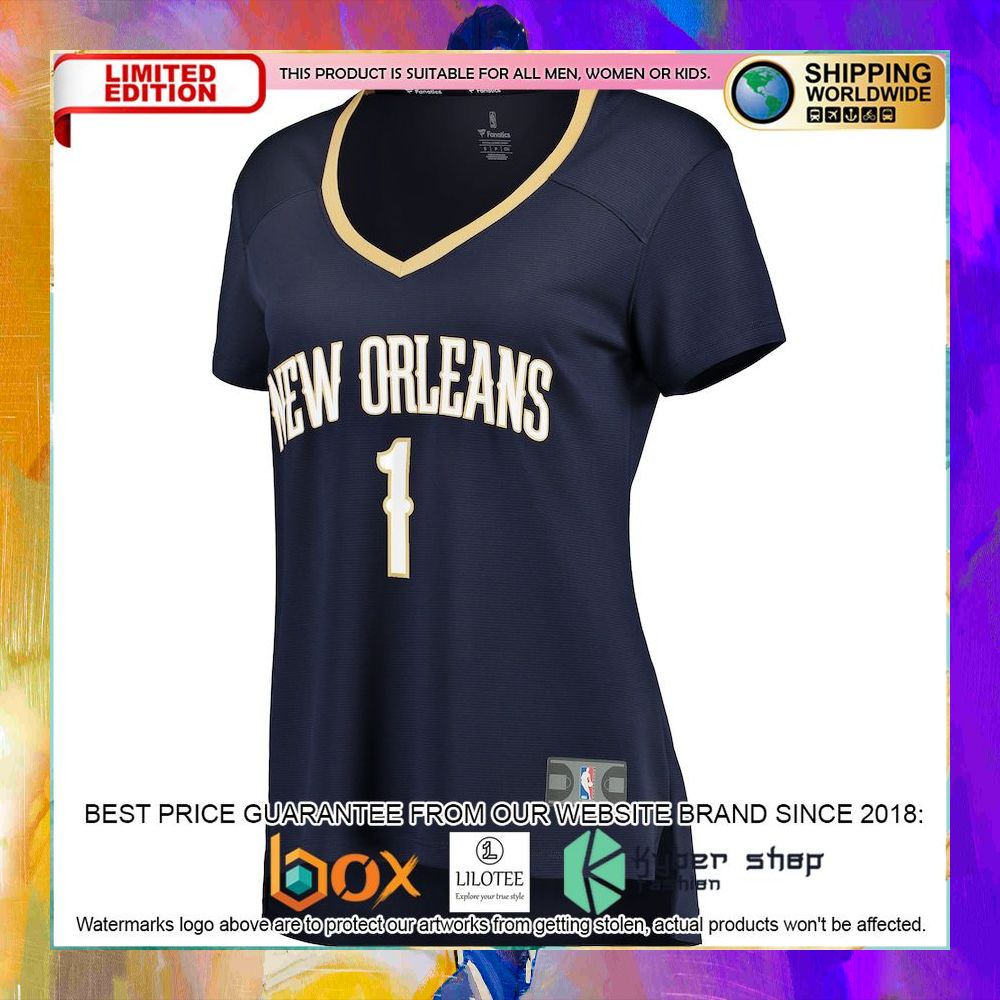 zion williamson new orleans pelicans womens navy football jersey 2 240