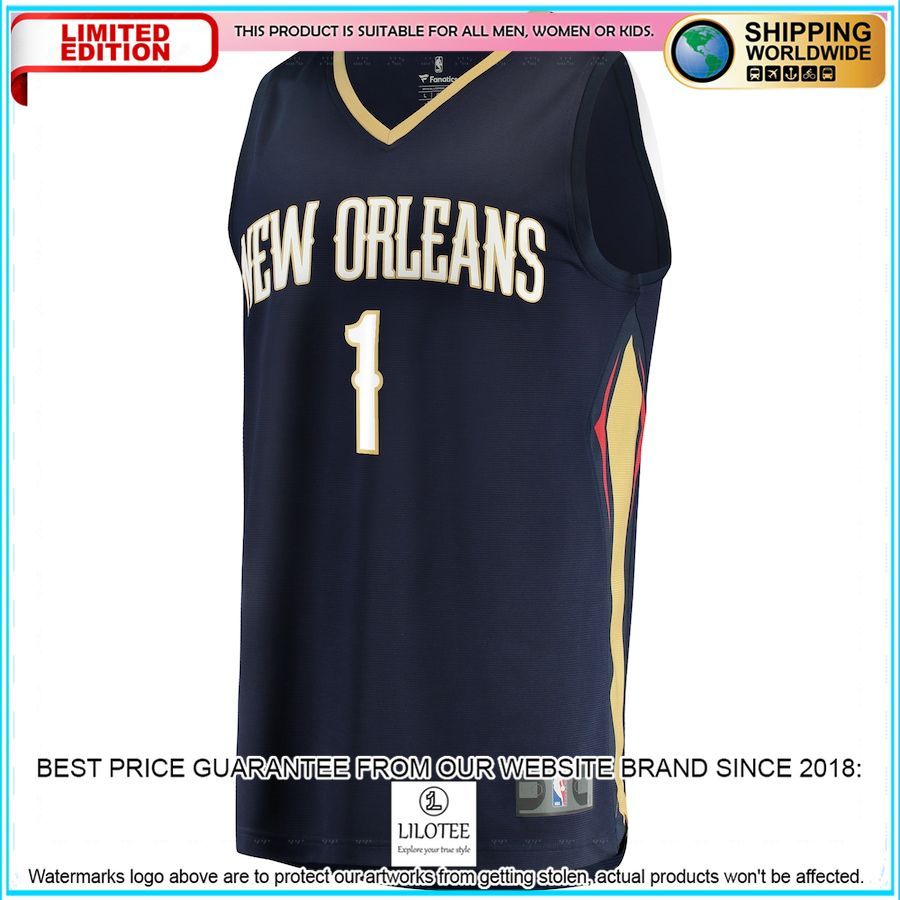 zion williamson new orleans pelicans youth navy basketball jersey 2 613