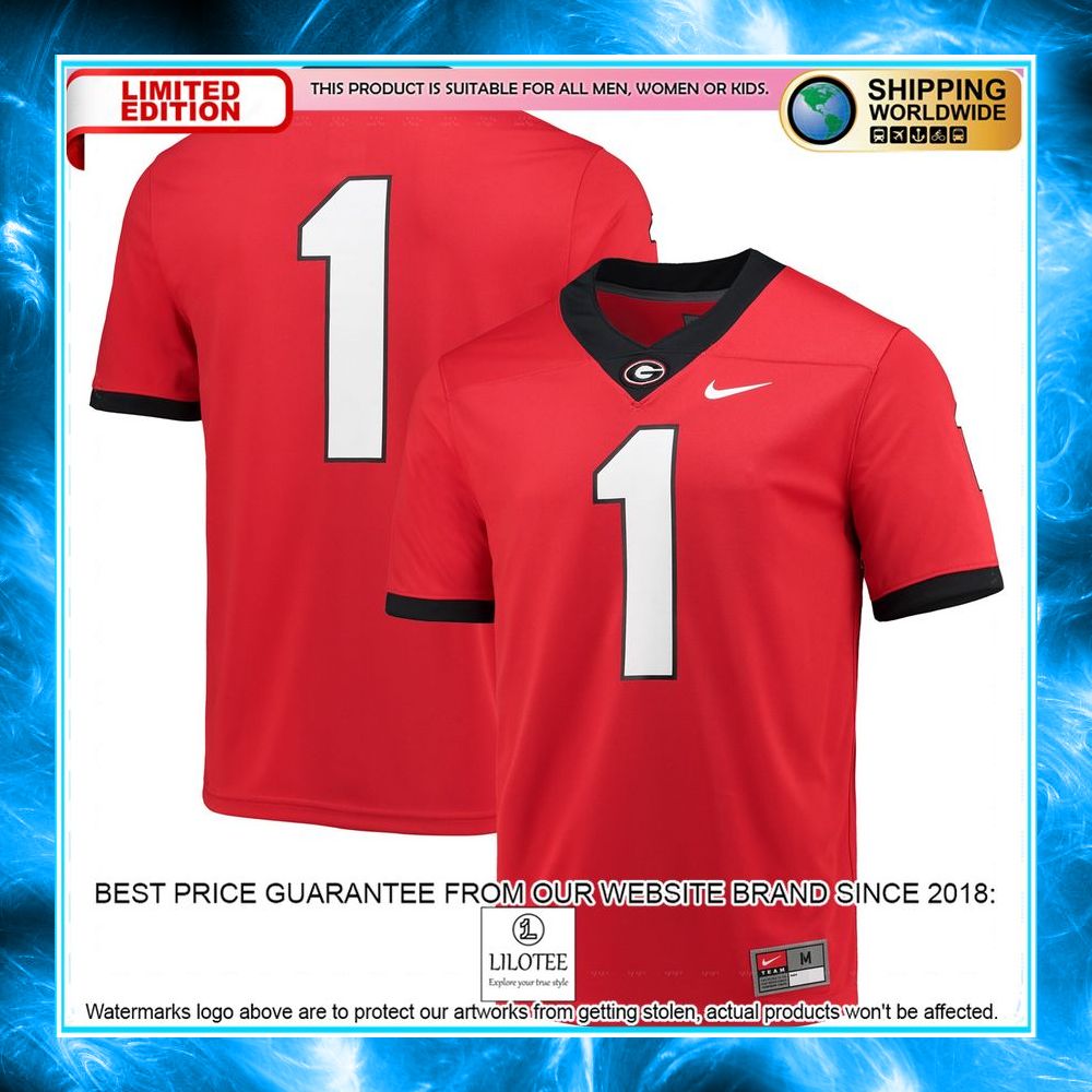 1 georgia bulldogs nike game player red football jersey 1 331