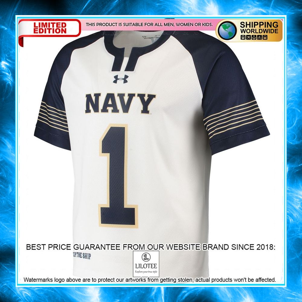 1 navy midshipmen under armour lacrosse white football jersey 2 687