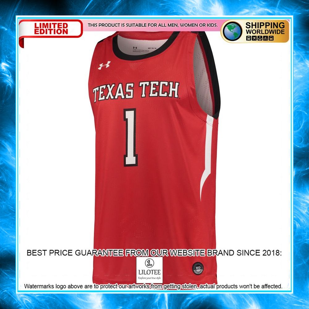1 texas tech red raiders under armour college red basketball jersey 2 544