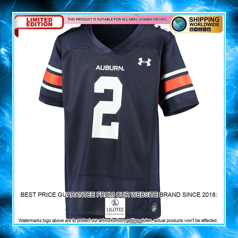 2 auburn tigers under armour youth navy football jersey 2 748