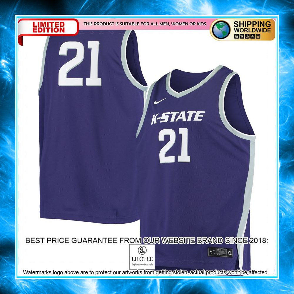 21 kansas state wildcats nike purple basketball jersey 1 987