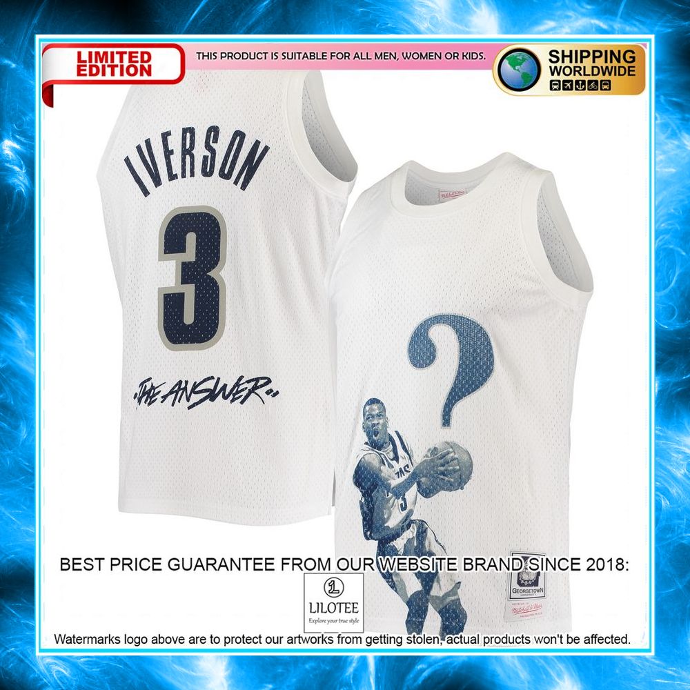 allen iverson georgetown hoyas mitchell ness the answer white basketball jersey 1 162