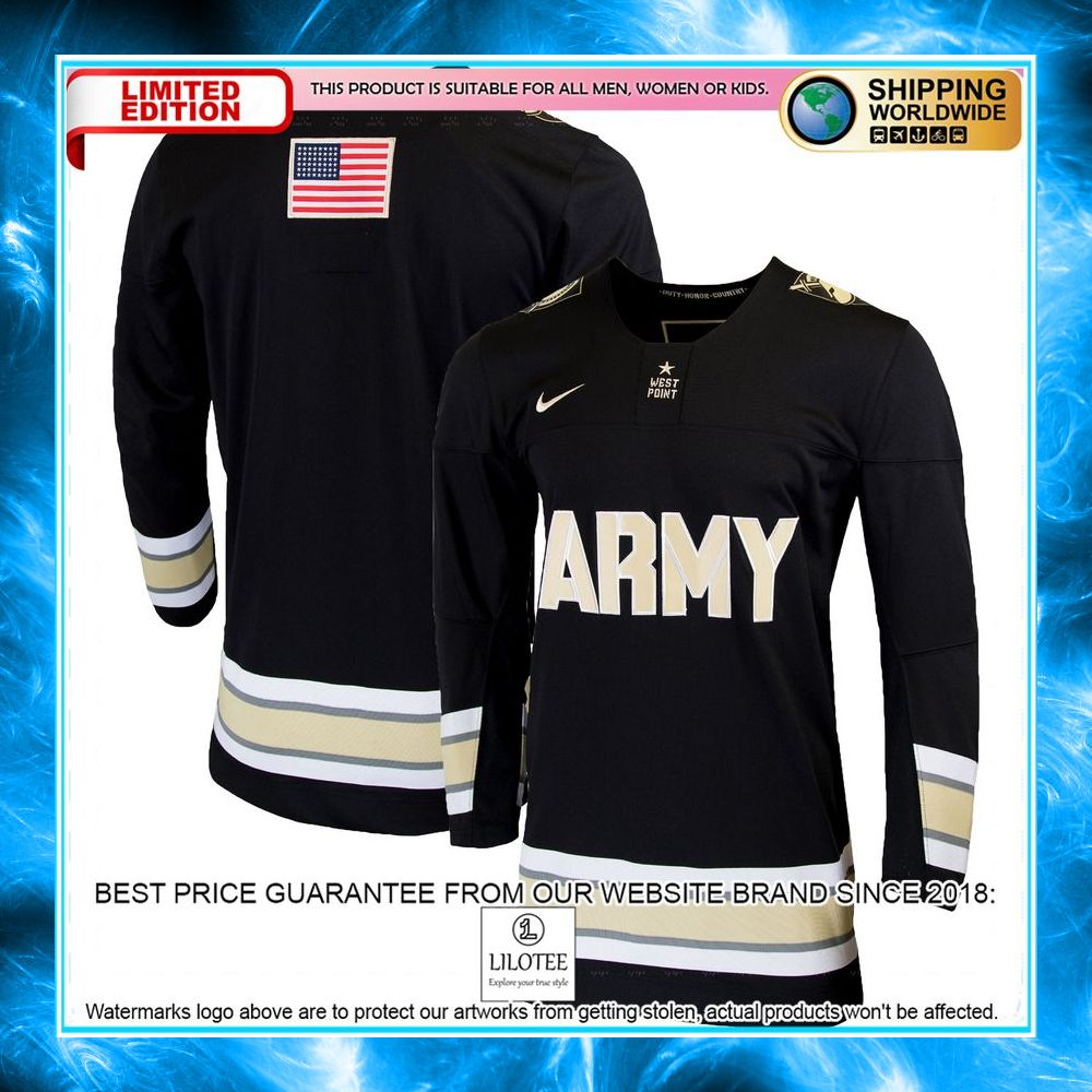 army black knights replica college black hockey jersey 1 561