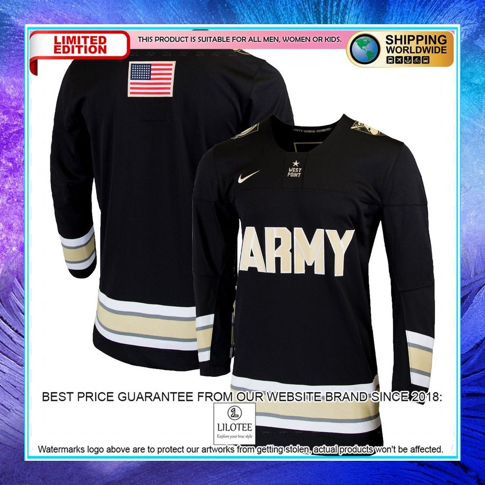 army black knights replica college black hockey jersey 4 190