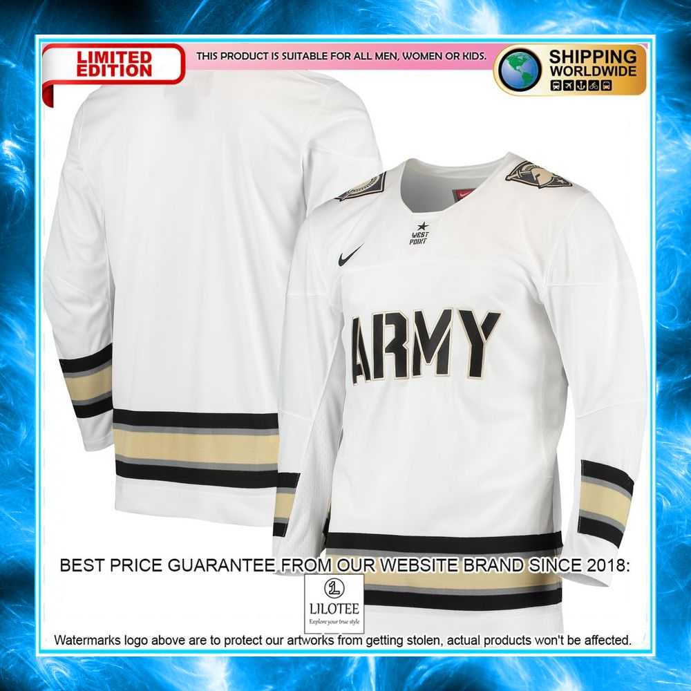 army black knights replica white hockey jersey 4 537