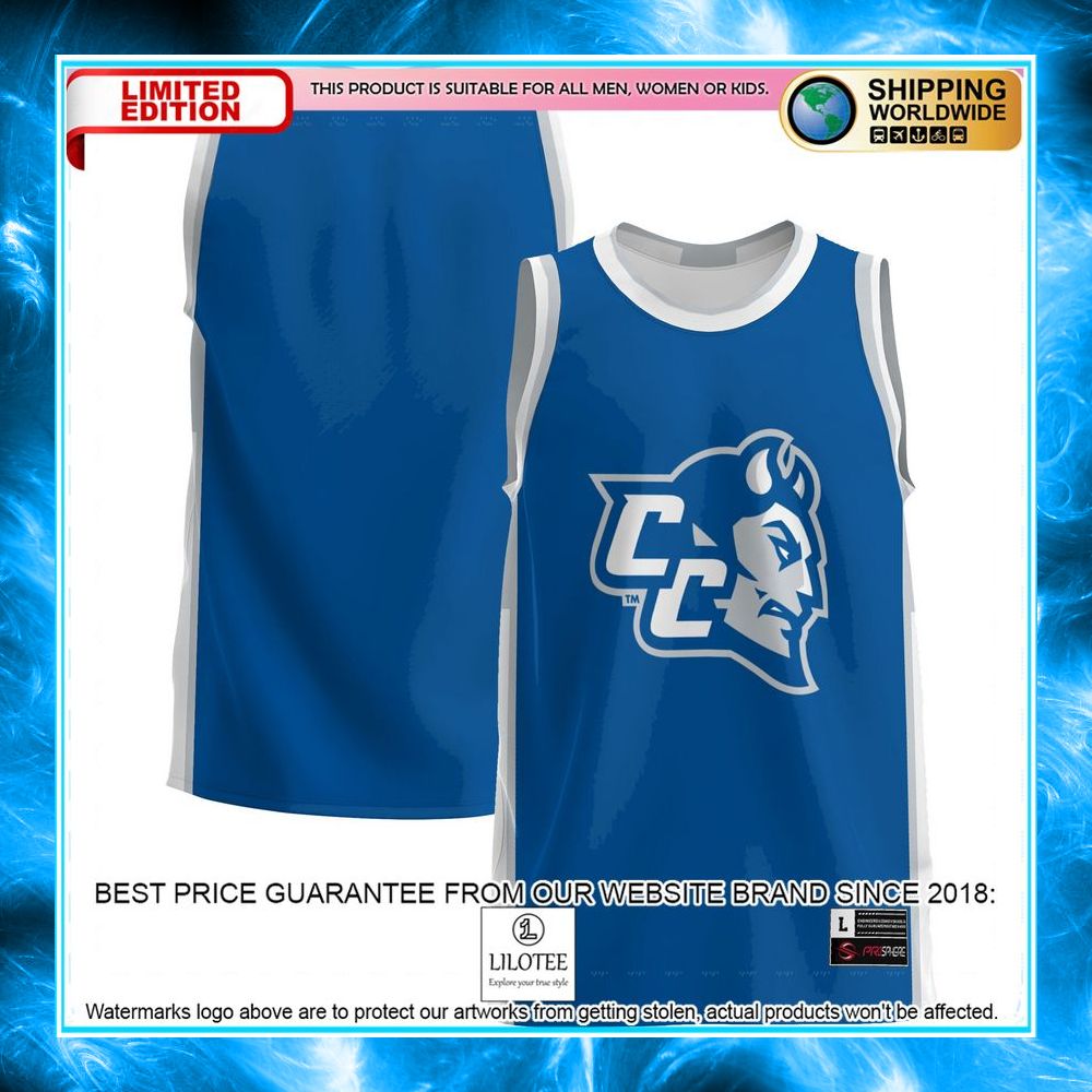 central connecticut state blue devils blue basketball jersey 1 887