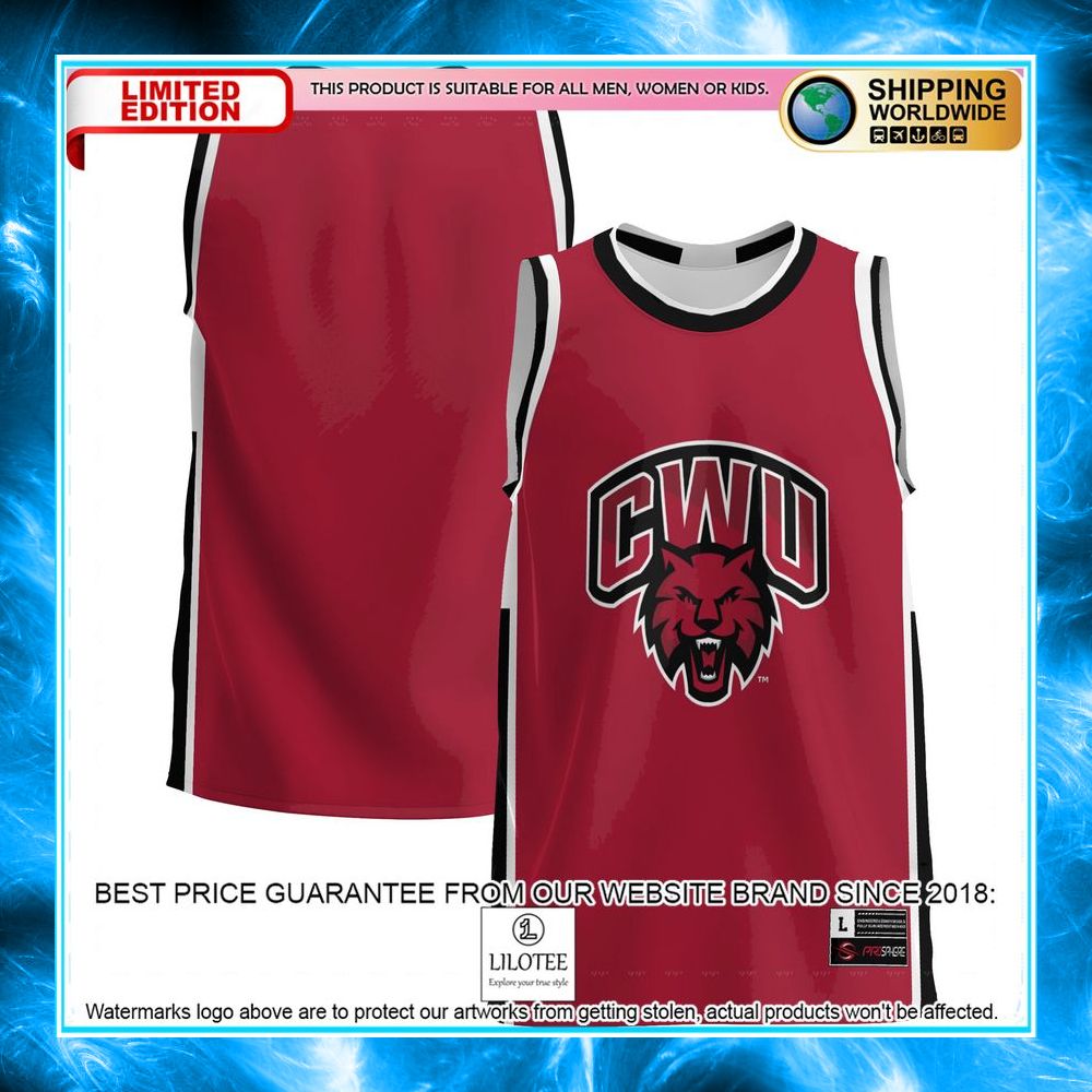 central washington wildcats crimson basketball jersey 1 402