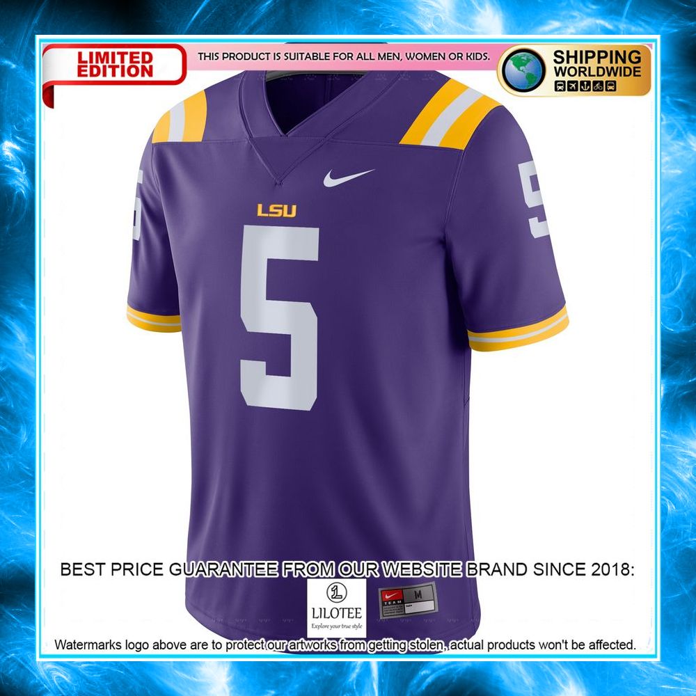 derrius guice lsu tigers nike game purple football jersey 2 159