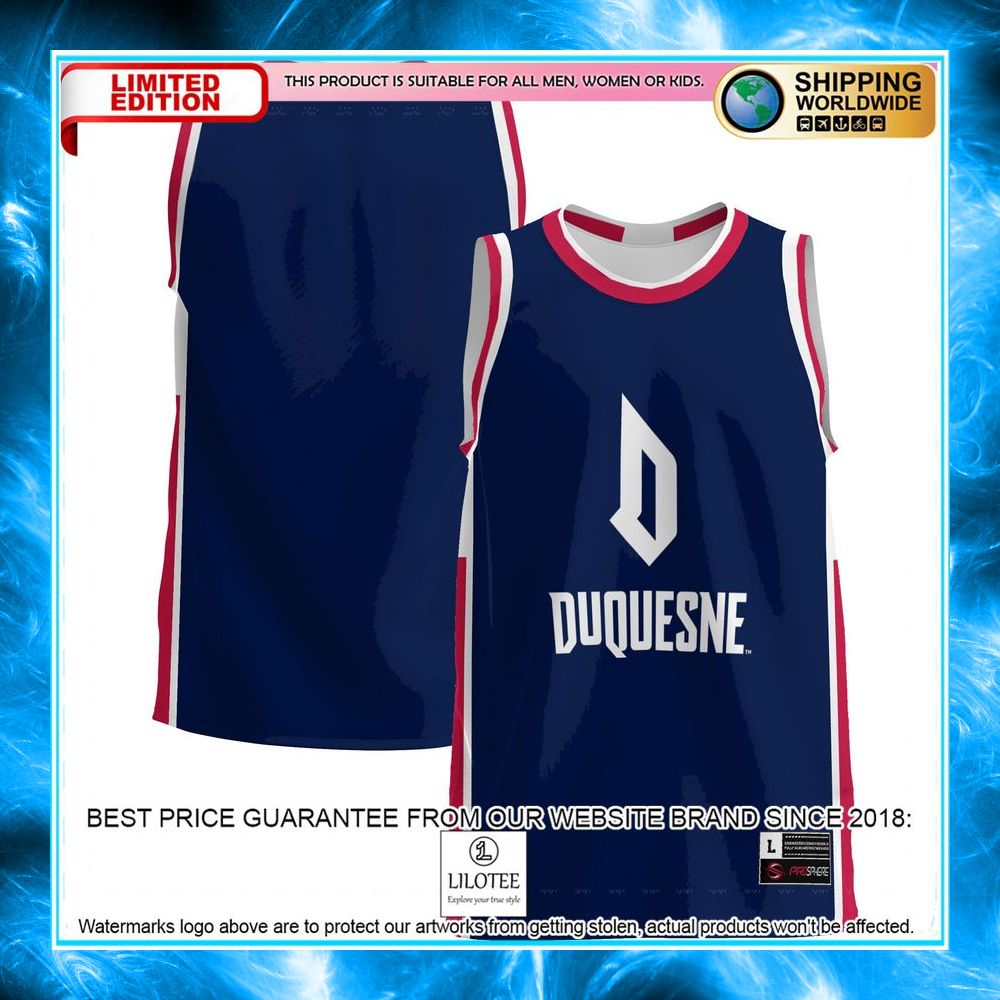 duquesne dukes blue basketball jersey 1 958