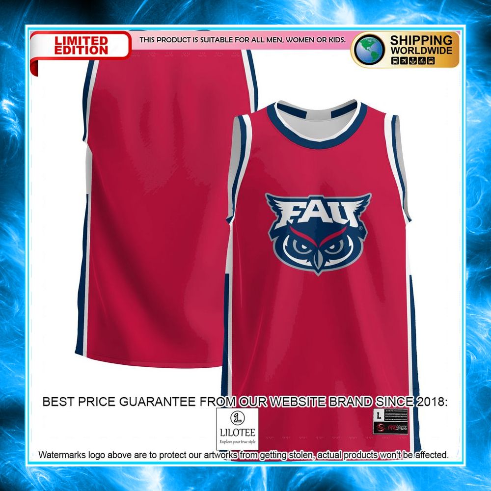 fau owls red basketball jersey 1 492