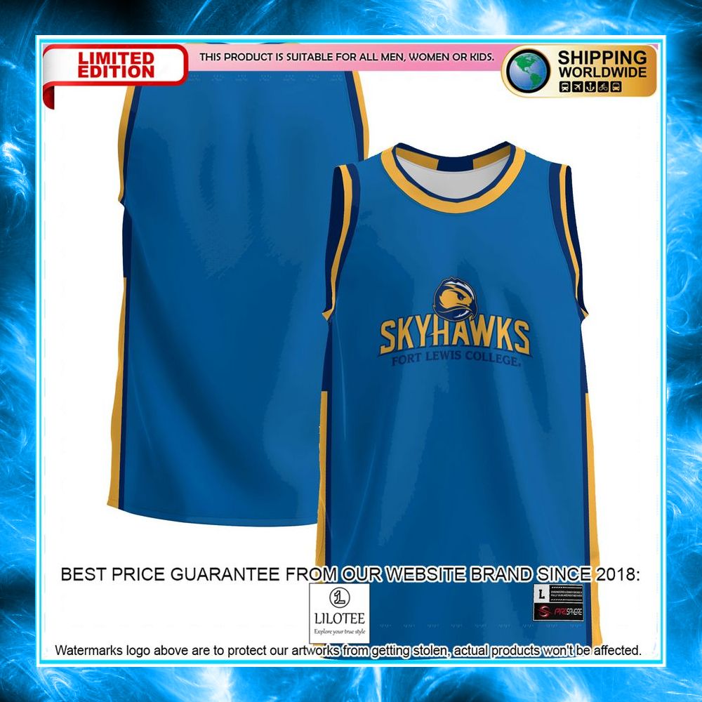 fort lewis college skyhawks blue basketball jersey 1 122