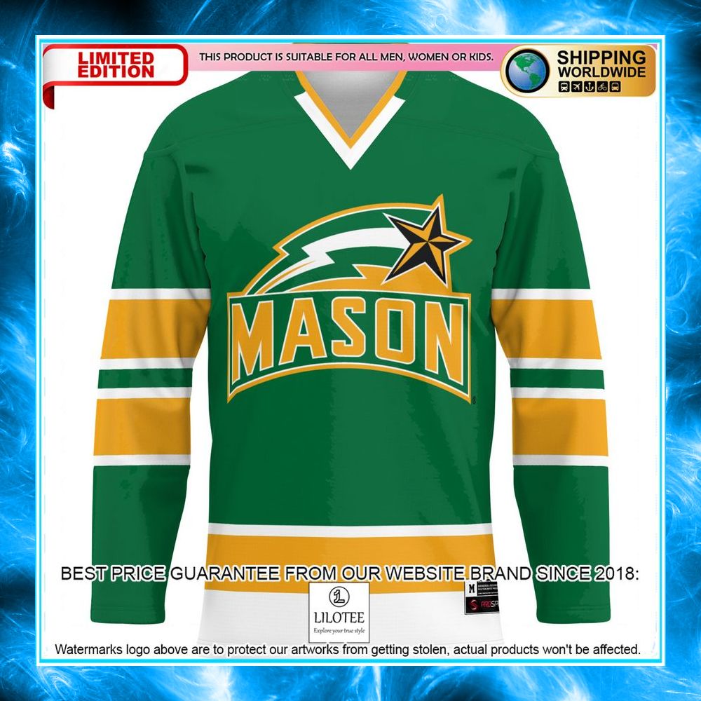 george mason patriots green hockey jersey 2 780