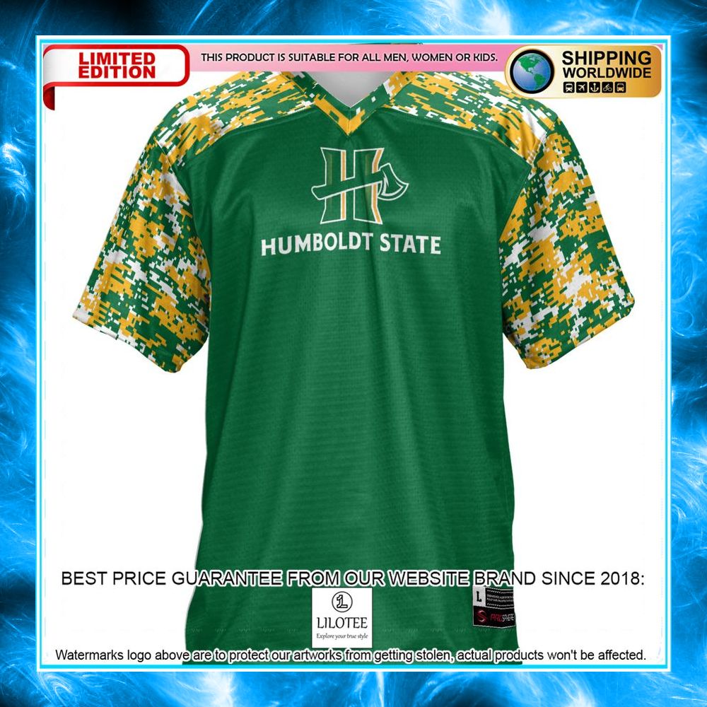 humboldt state jacks green football jersey 2 883