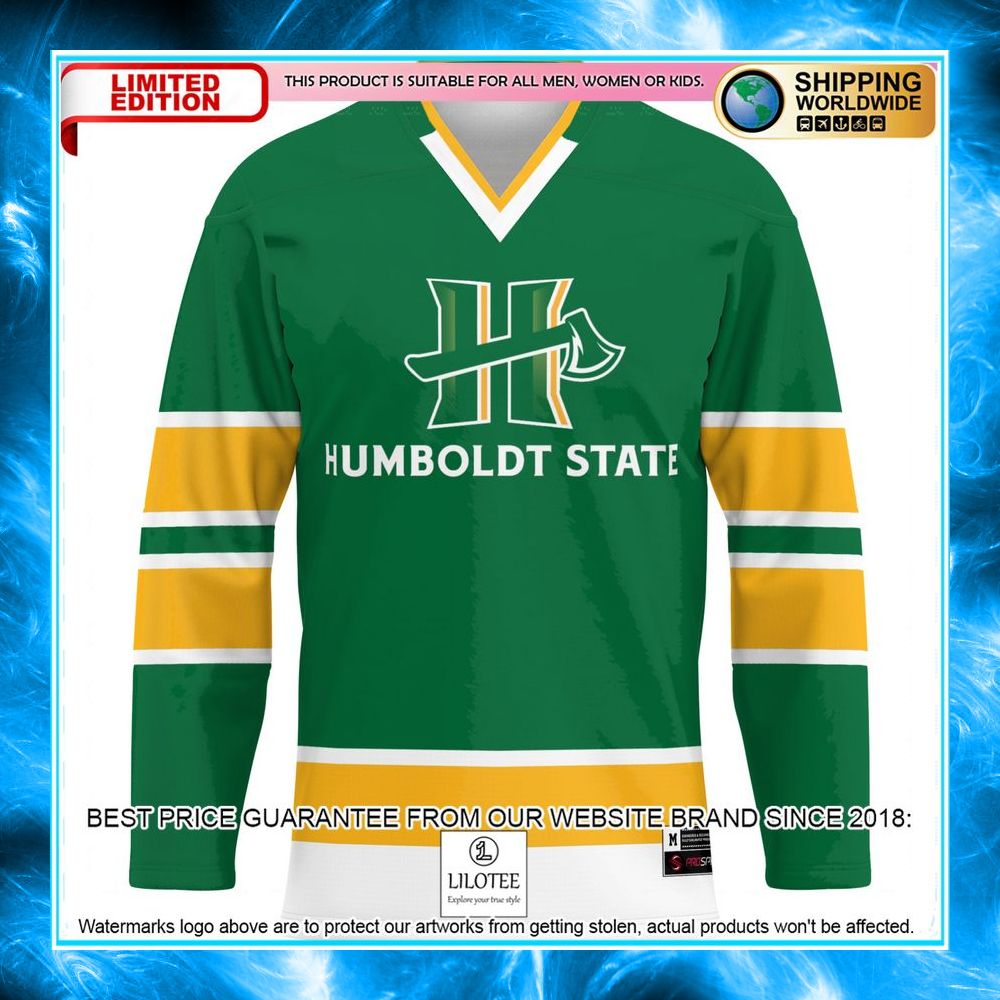 humboldt state jacks green hockey jersey 2 574