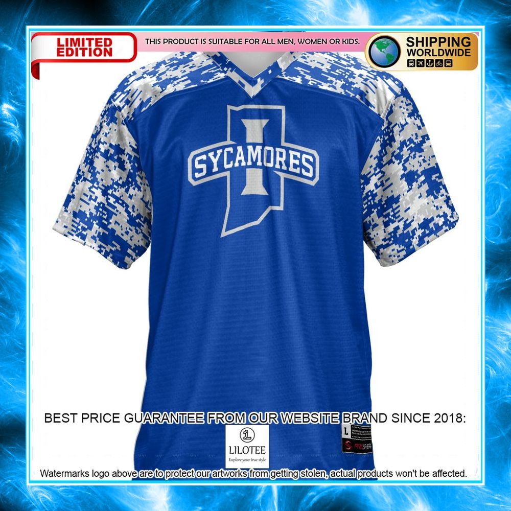 indiana state sycamores royal football jersey 2 200