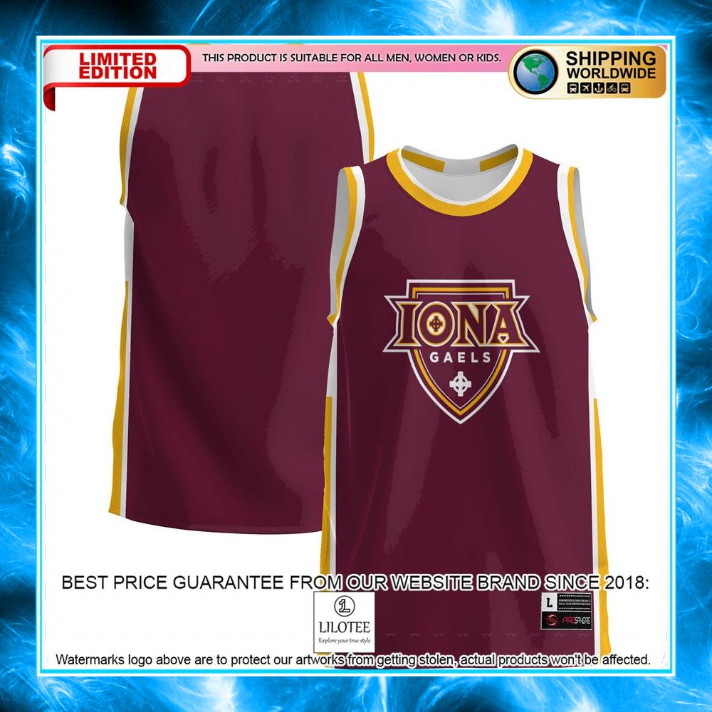 iona college gaels maroon basketball jersey 1 125