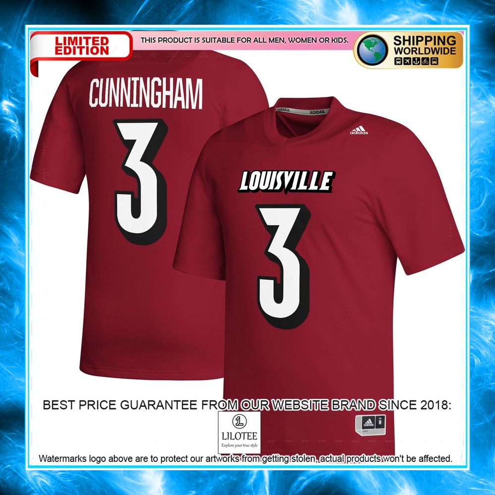 malik cunningham louisville cardinals adidas nil red football jersey 1 324