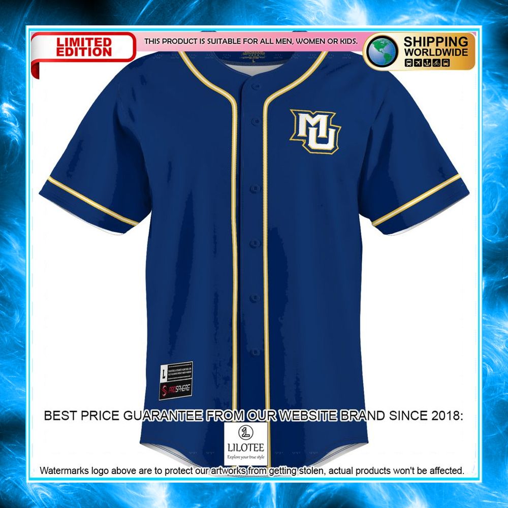marquette golden eagles blue baseball jersey 2 763